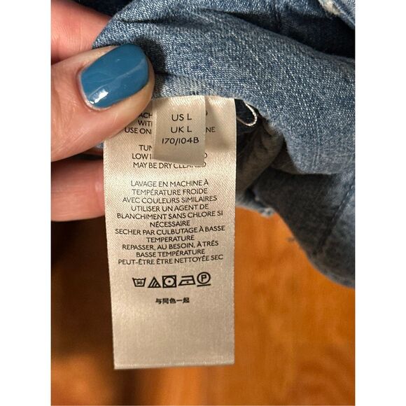 Free People Quilted Denim Dolman  Cali Indigo Sz Large - Picture 9 of 11